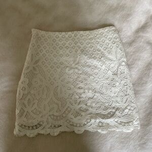 Free People White Lace Mini Skirt